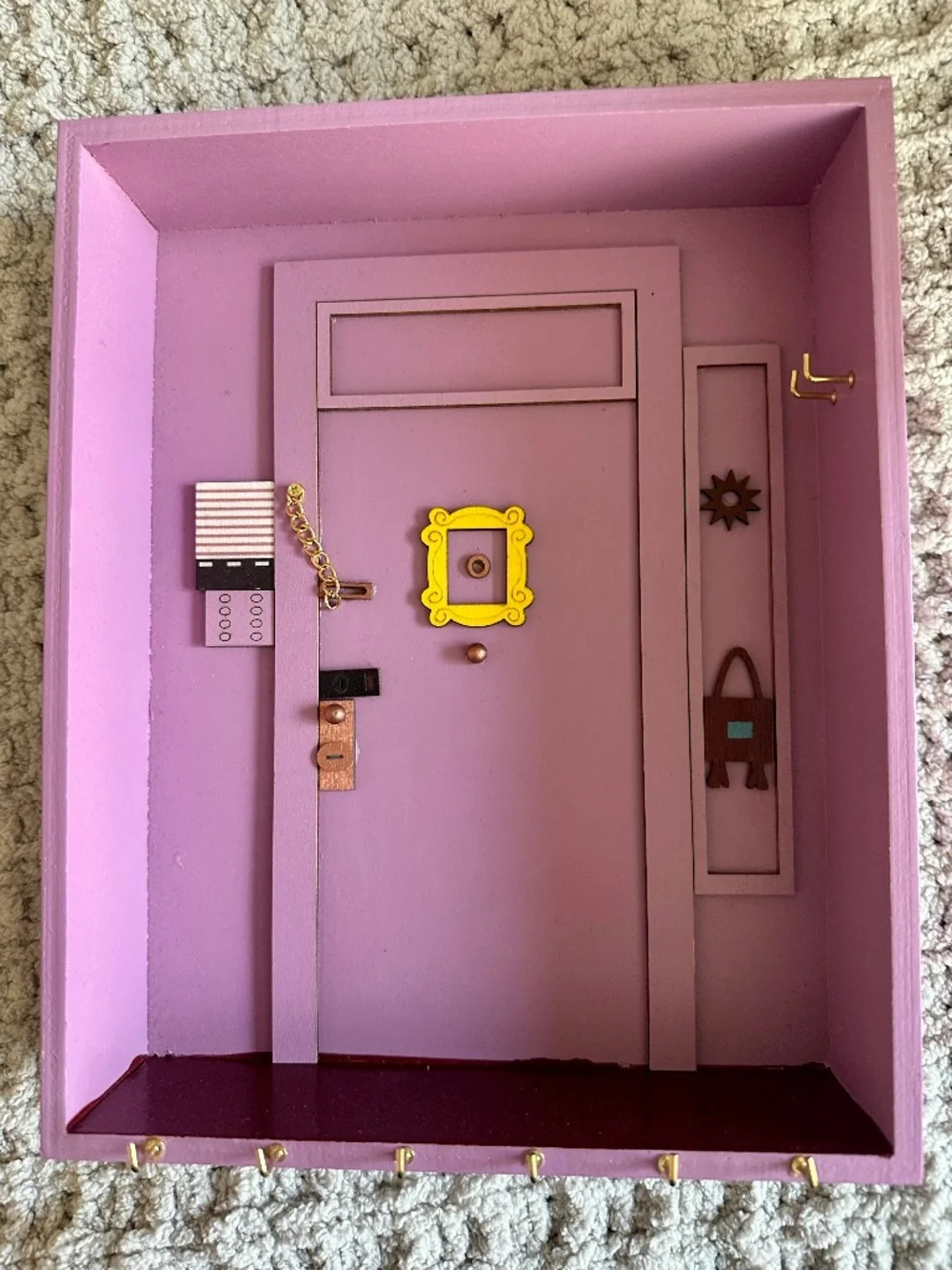 Friends Monica’s Purple Apartment Door Wall Key Holder 8 Hooks
